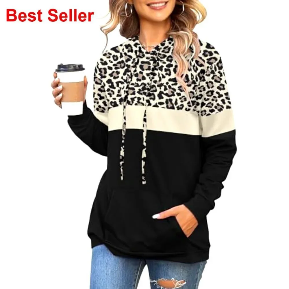 Women's Pullover Hoodie with Pocket, Lightweight Stretchy Fabric, Casual Style